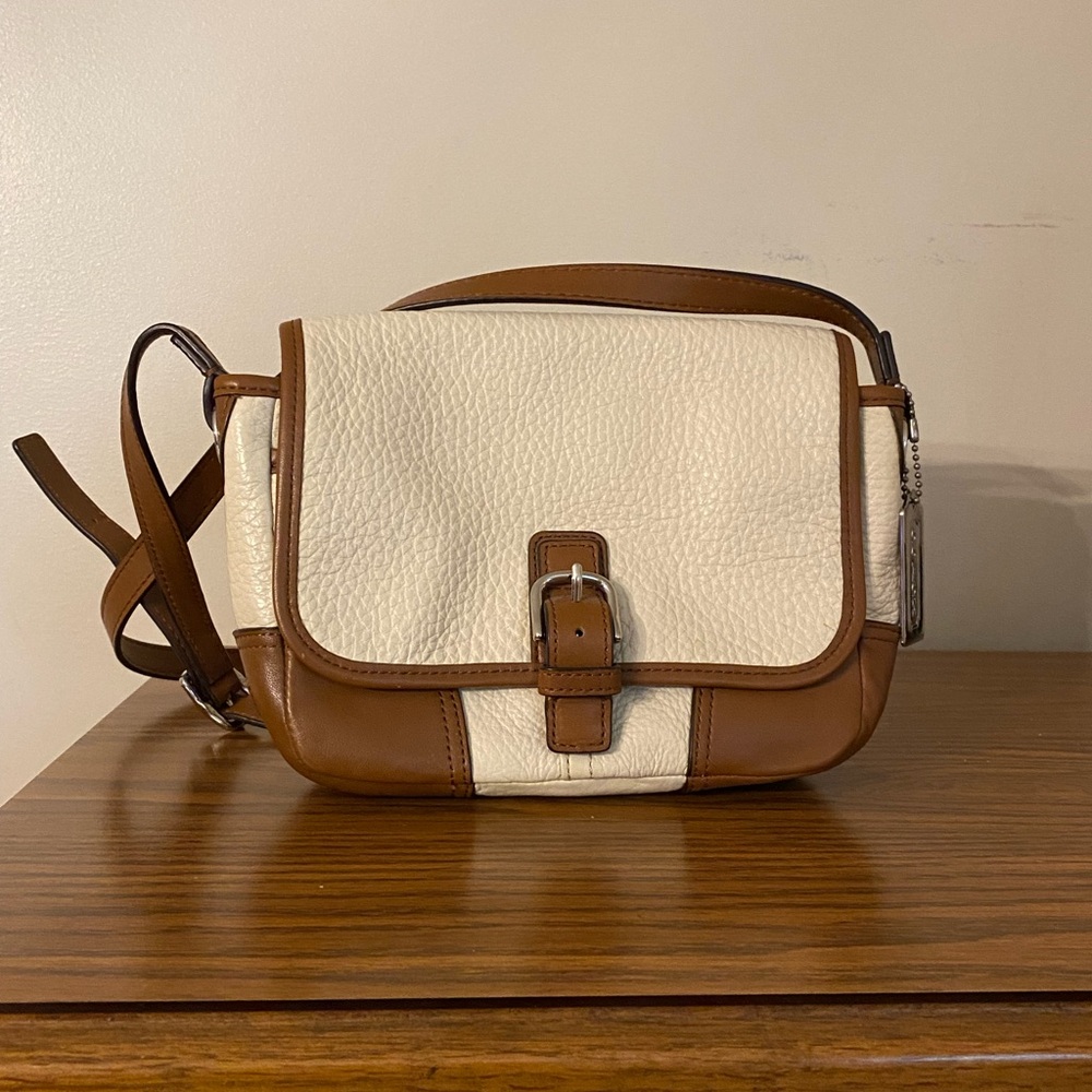 Coach Cream and Brown Crossbody Bag